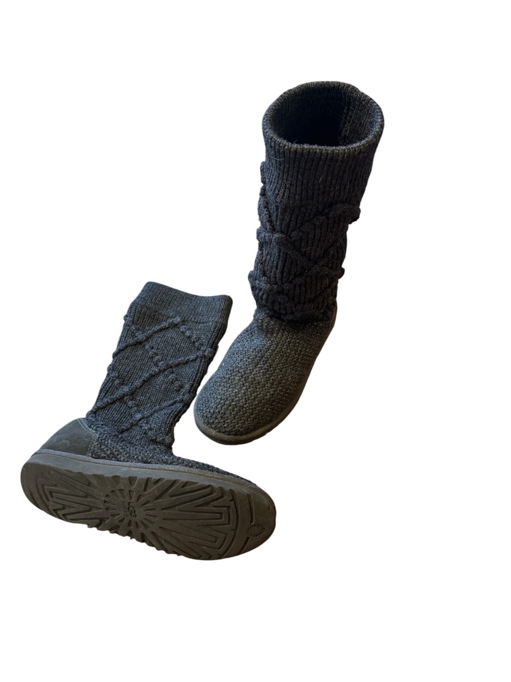 UGG Gray Knit Back Suede Boot
